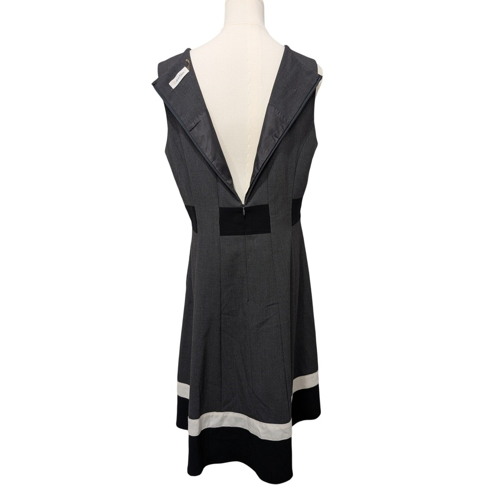 Calvin Klein Sheath‎ Dress with Black Accents & Striped Hemline Sleeveless - 12 - Picture 6 of 8
